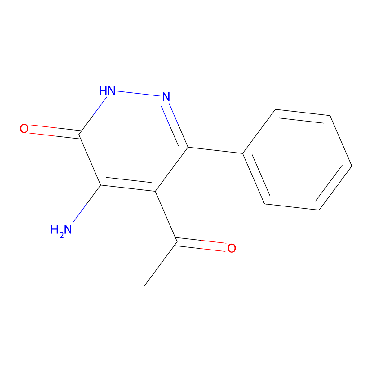 5-Acetyl-4-amino-6-phenyl-2,3-dihydropyridazin-3-one molecular structure, CAS 17335-08-9