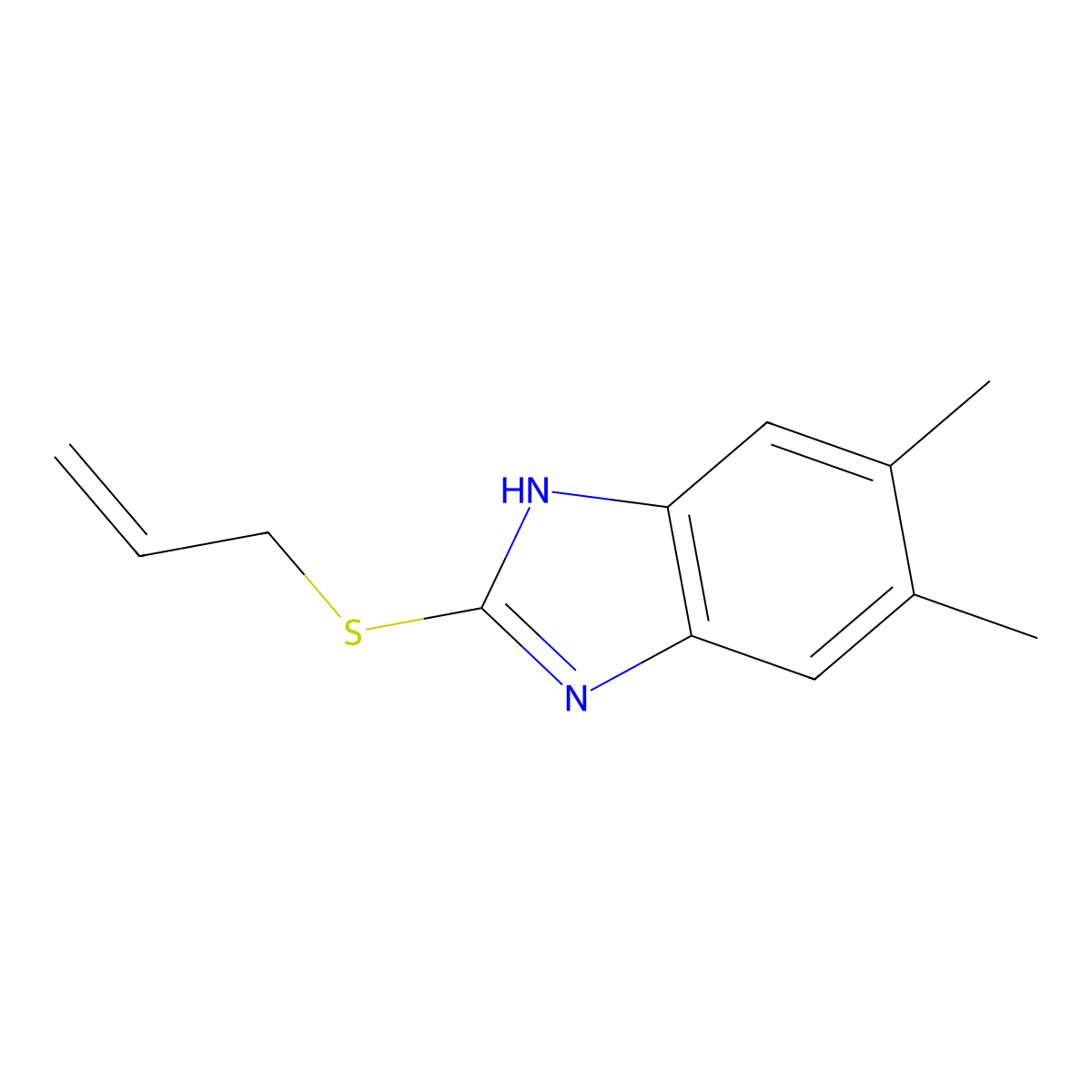 2-Allylsulfanyl-5,6-dimethyl-1H-benzoimidazole molecular structure, CAS 173352-12-0