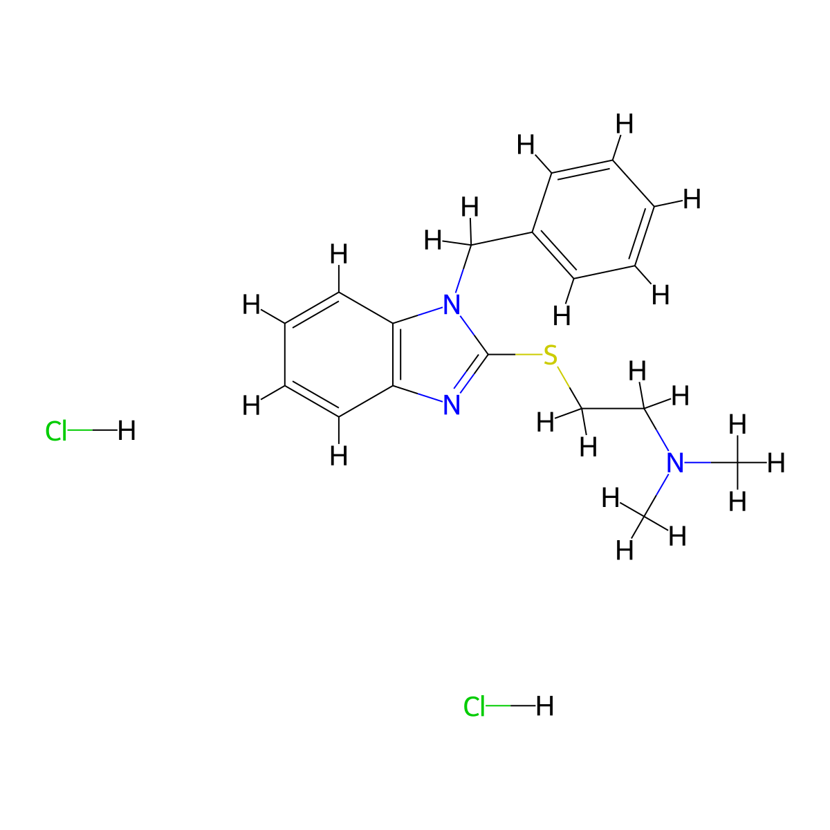 Ethanamine, N,N-dimethyl-2-[[1-(phenylmethyl)-1H-benzimidazol-2-yl]thio]-, hydrochloride (1:2) molecular structure, CAS 173352-45-9