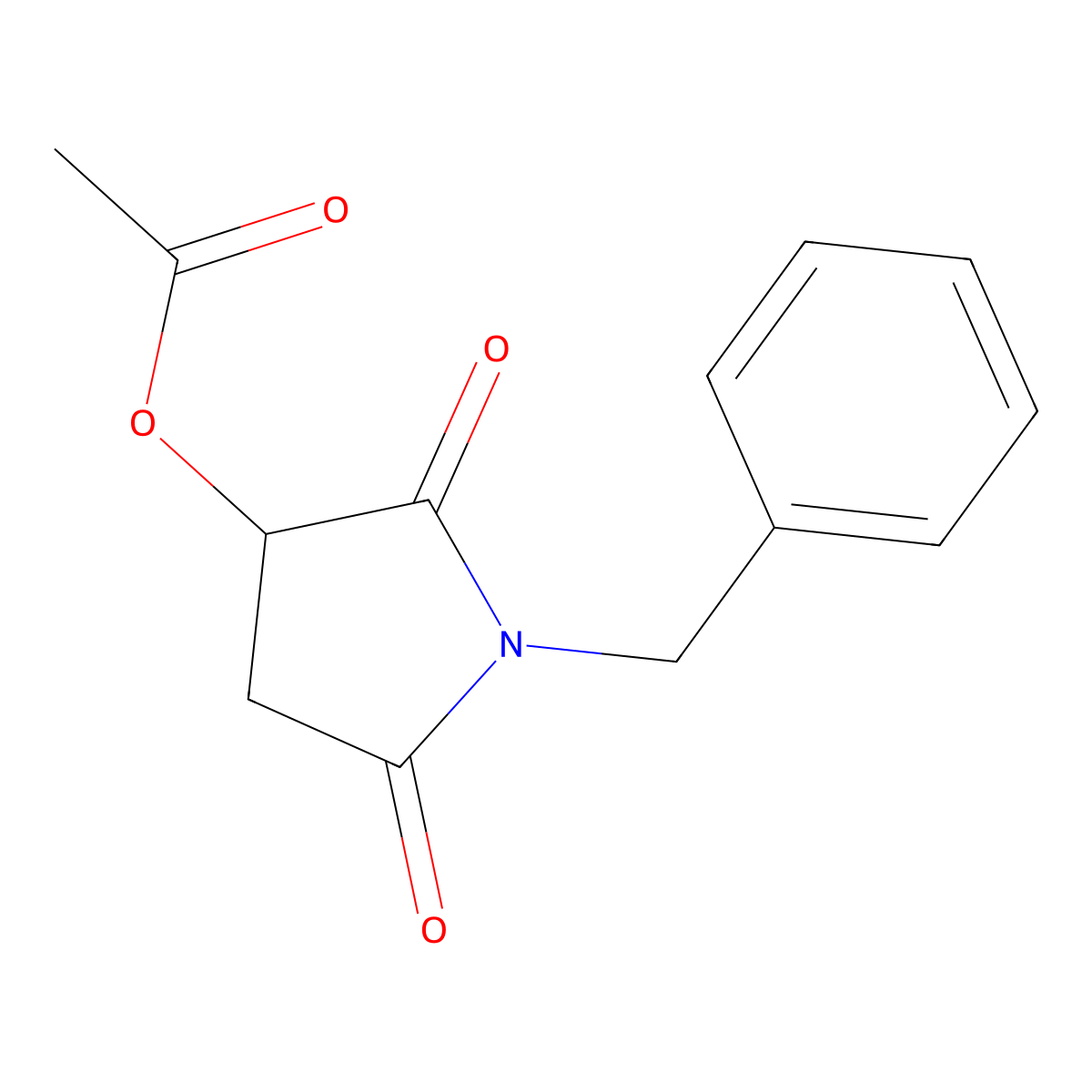 1-Benzyl-2,5-dioxo-pyrrolidin-3-YL acetate molecular structure, CAS 173353-34-9
