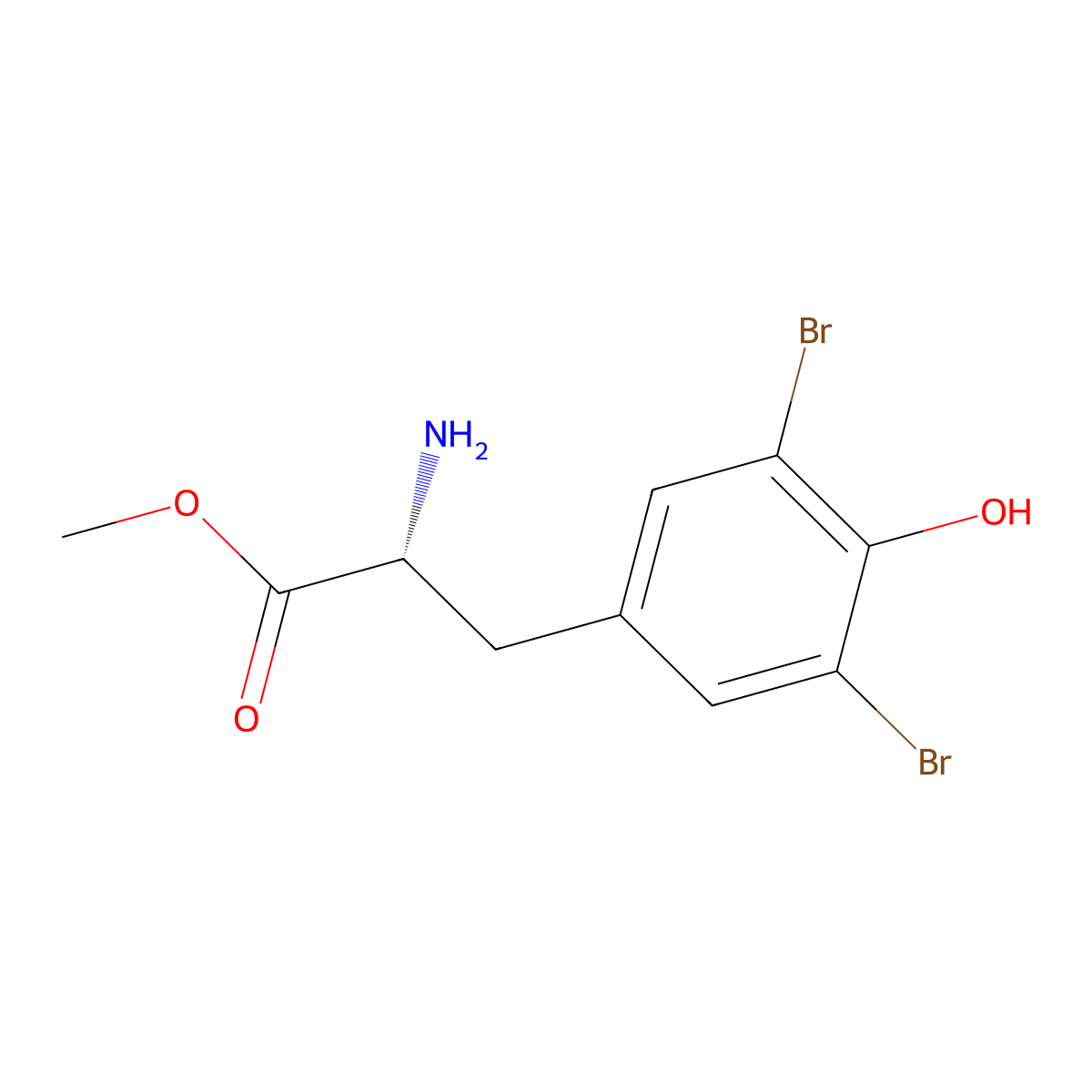 (R)-Methyl 2-amino-3-(3,5-dibromo-4-hydroxyphenyl)propanoate molecular structure, CAS 173383-29-4