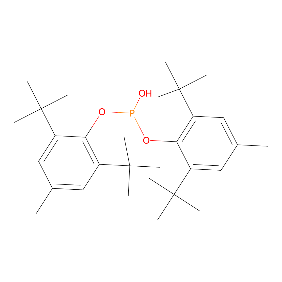 Bis(2,6-ditert-butyl-4-methylphenyl) hydrogen phosphite molecular structure, CAS 17339-35-4