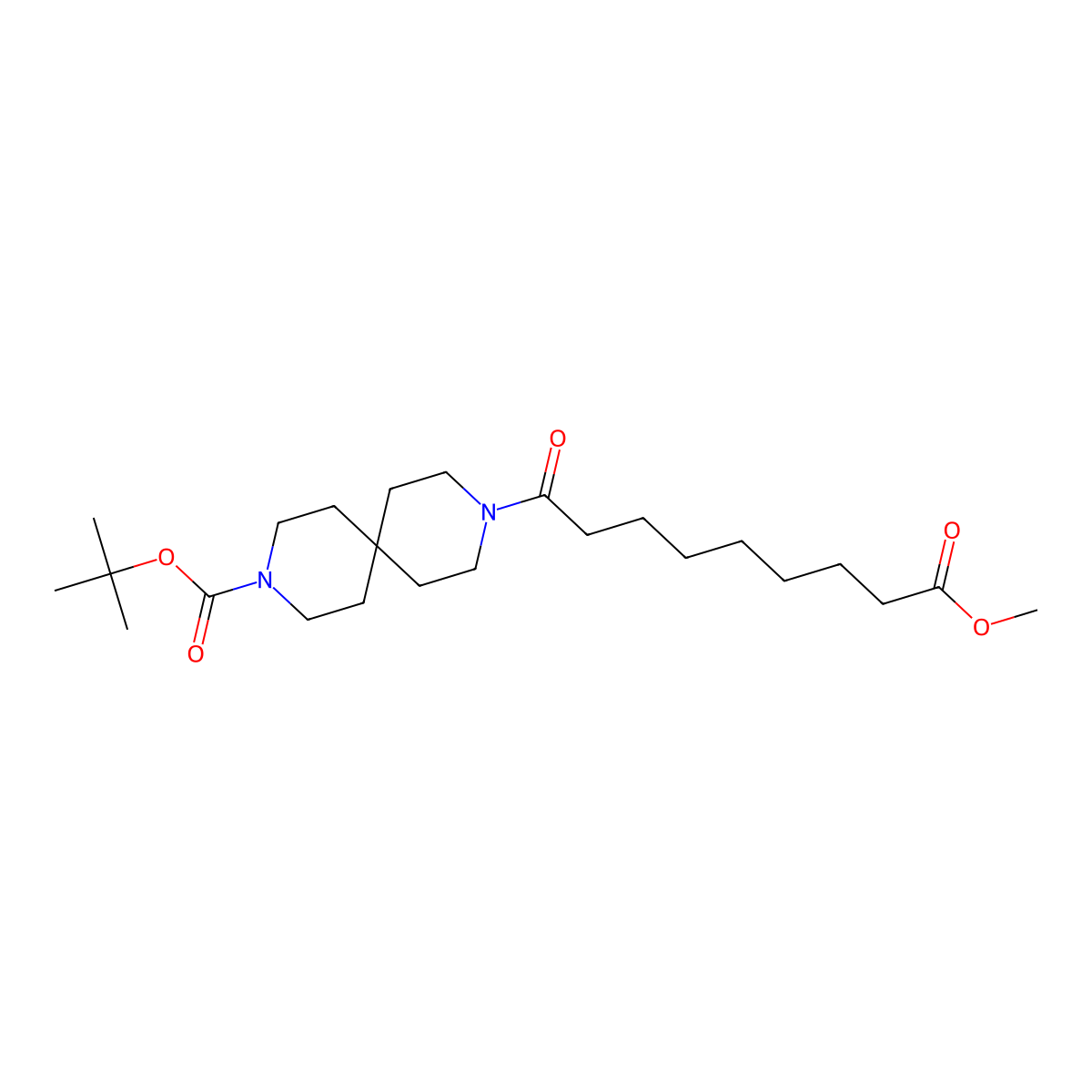 Tert-butyl 9-(9-methoxy-9-oxononanoyl)-3,9-diazaspiro[5.5]undecane-3-carboxylate molecular structure, CAS 173406-13-8