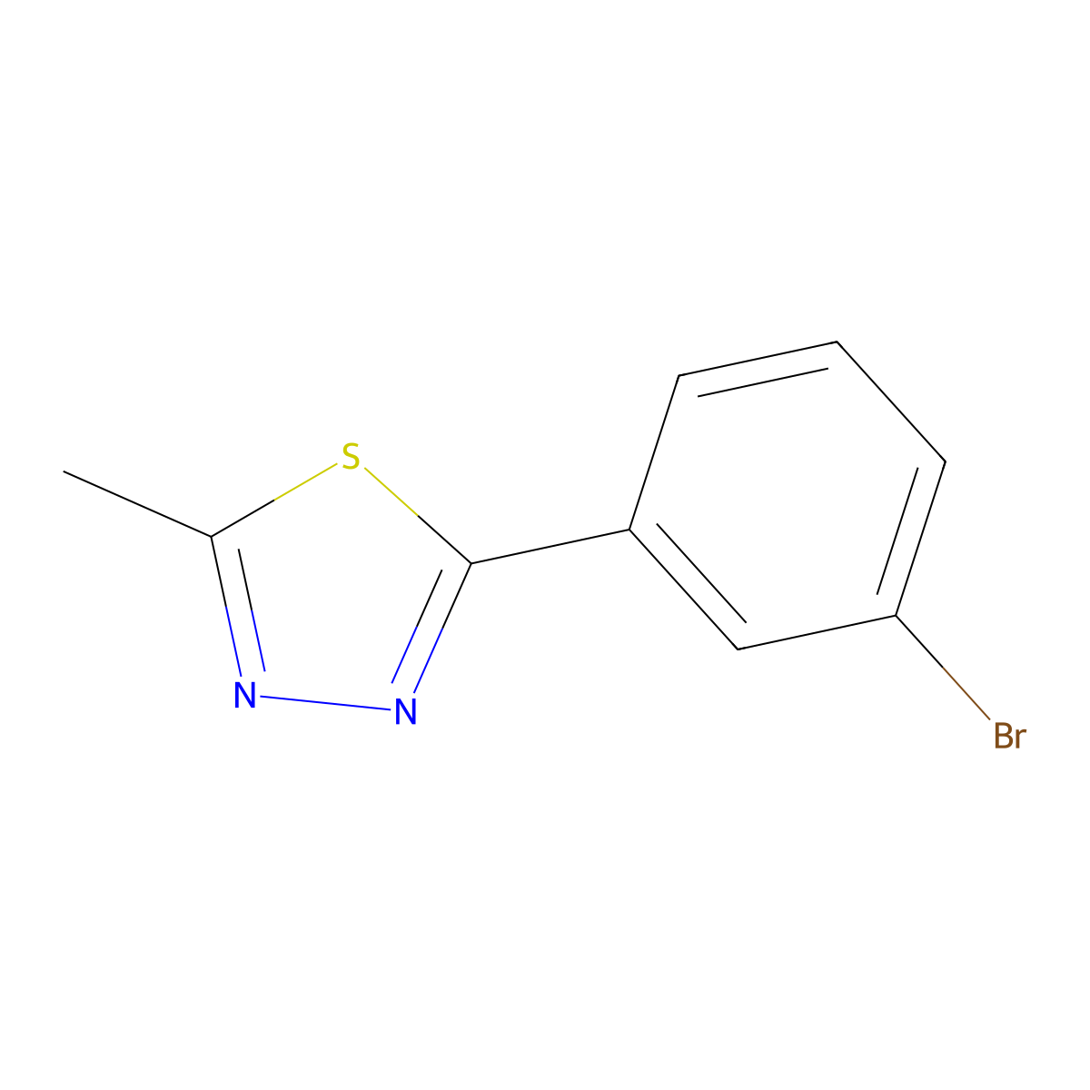 2-(3-Bromophenyl)-5-methyl-1,3,4-thiadiazole molecular structure, CAS 173406-59-2