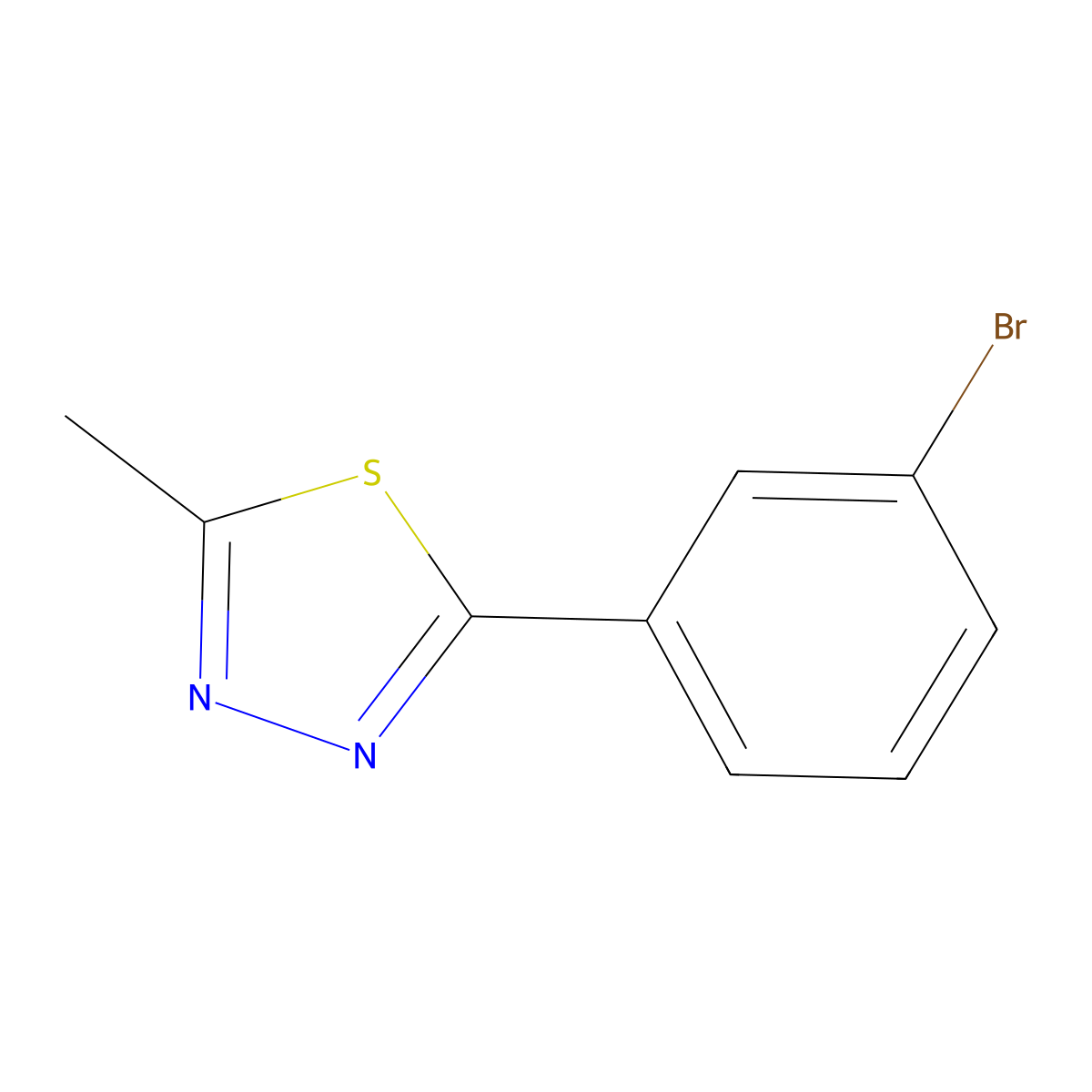 2-(3-Bromophenyl)-5-methyl-1,3,4-thiadiazole molecular structure, CAS 173406-59-2