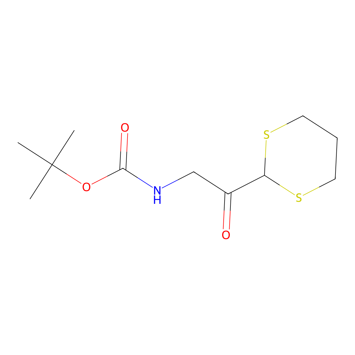 tert-butyl N-[2-(1,3-dithian-2-yl)-2-oxoethyl]carbamate molecular structure, CAS 173411-50-2