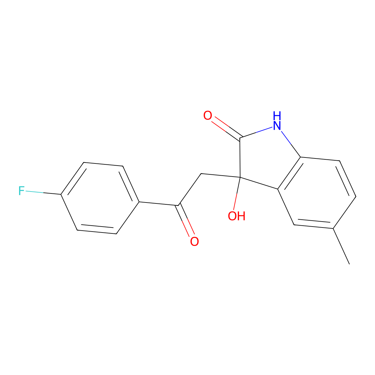 3-[2-(4-fluorophenyl)-2-oxoethyl]-3-hydroxy-5-methyl-1H-indol-2-one molecular structure, CAS 173416-92-7