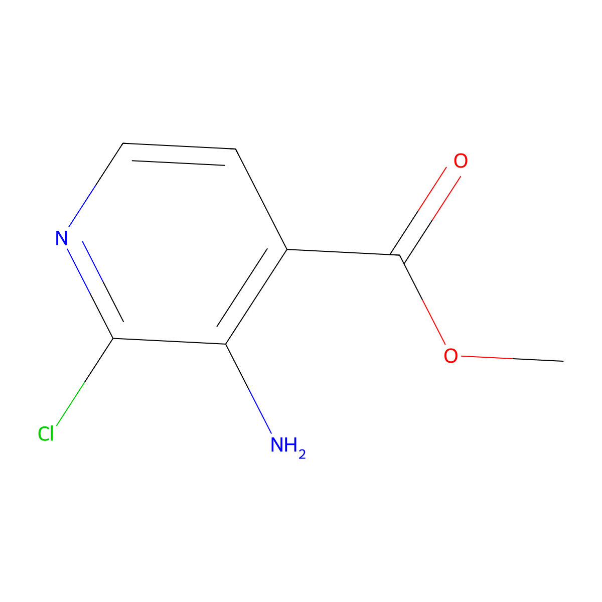Methyl 3-amino-2-chloroisonicotinate molecular structure, CAS 173435-41-1