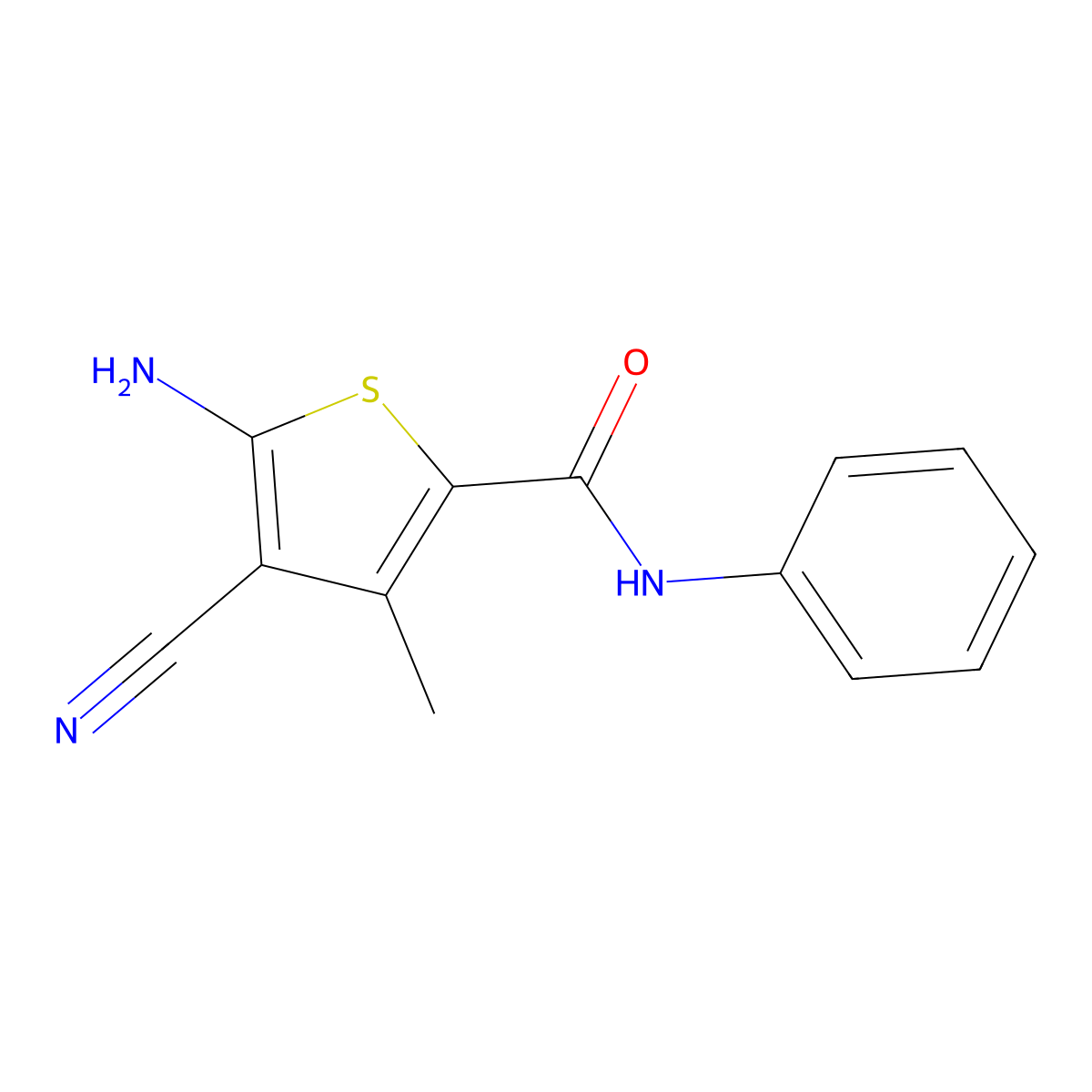 5-amino-4-cyano-3-methyl-N-phenylthiophene-2-carboxamide molecular structure, CAS 173442-97-2