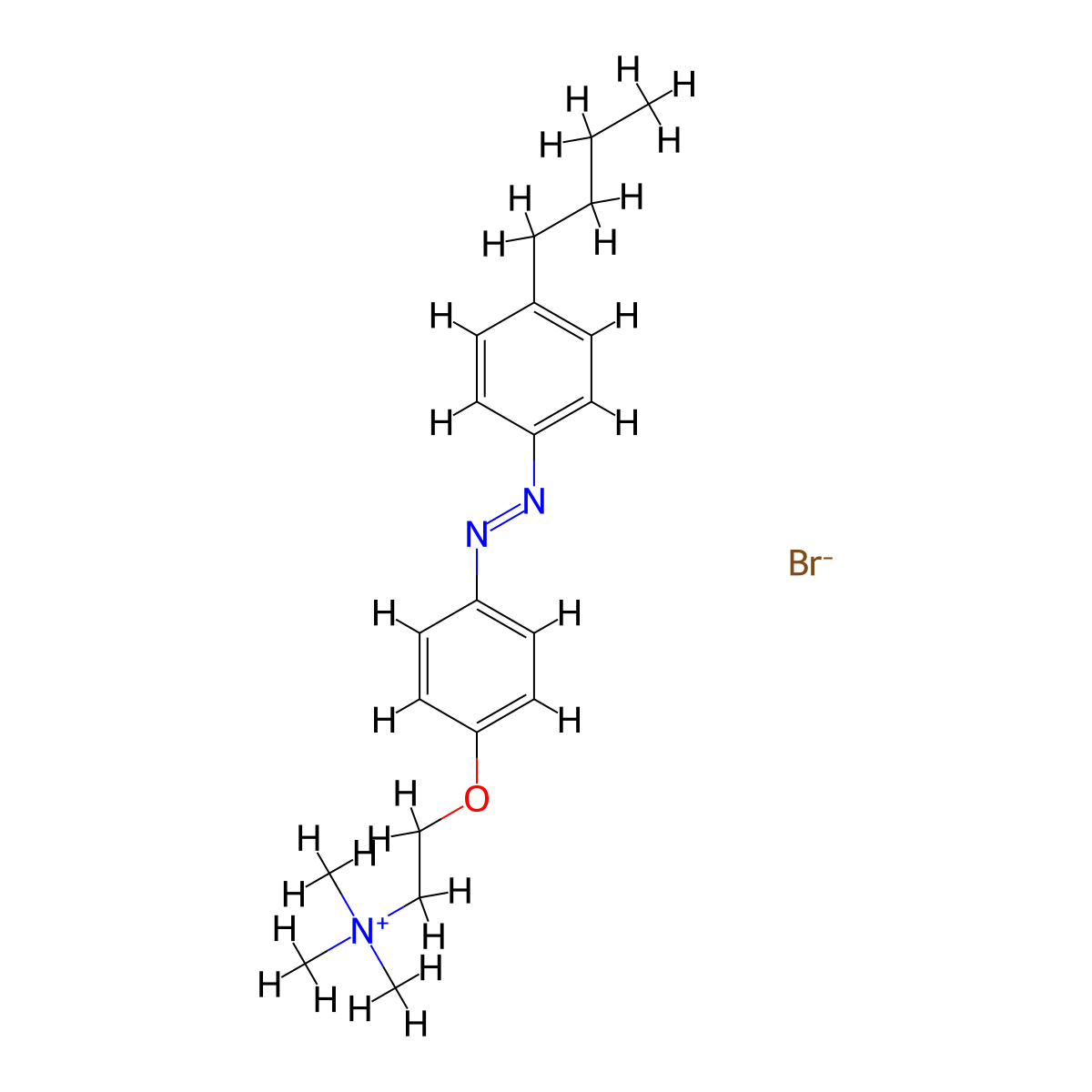 (E)-2-(4-((4-butylphenyl)diazenyl)phenoxy)-N,N,N-trimethylethan-1-aminium bromide molecular structure, CAS 173450-00-5