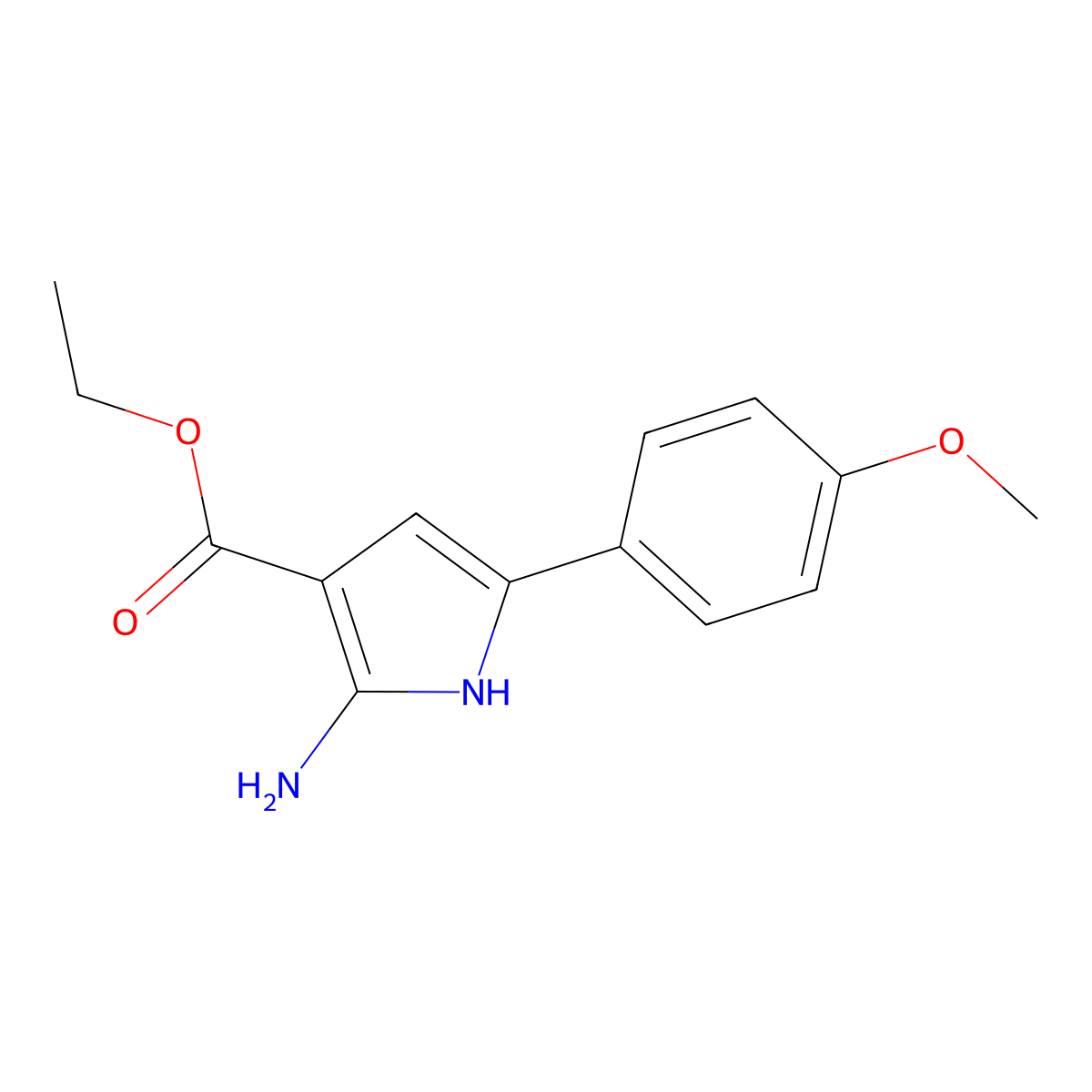 Ethyl 2-amino-5-(4-methoxyphenyl)-1H-pyrrole-3-carboxylate molecular structure, CAS 173458-92-9