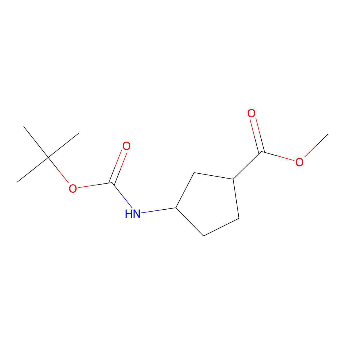 methyl (1R,3S)-3-{[(tert-butoxy)carbonyl]amino}cyclopentane-1-carboxylate molecular structure, CAS 173464-47-6