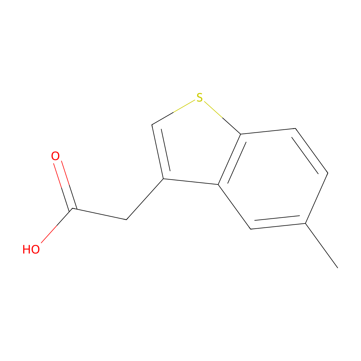 Benzo(b)thiophene-3-acetic acid, 5-methyl- molecular structure, CAS 1735-12-2
