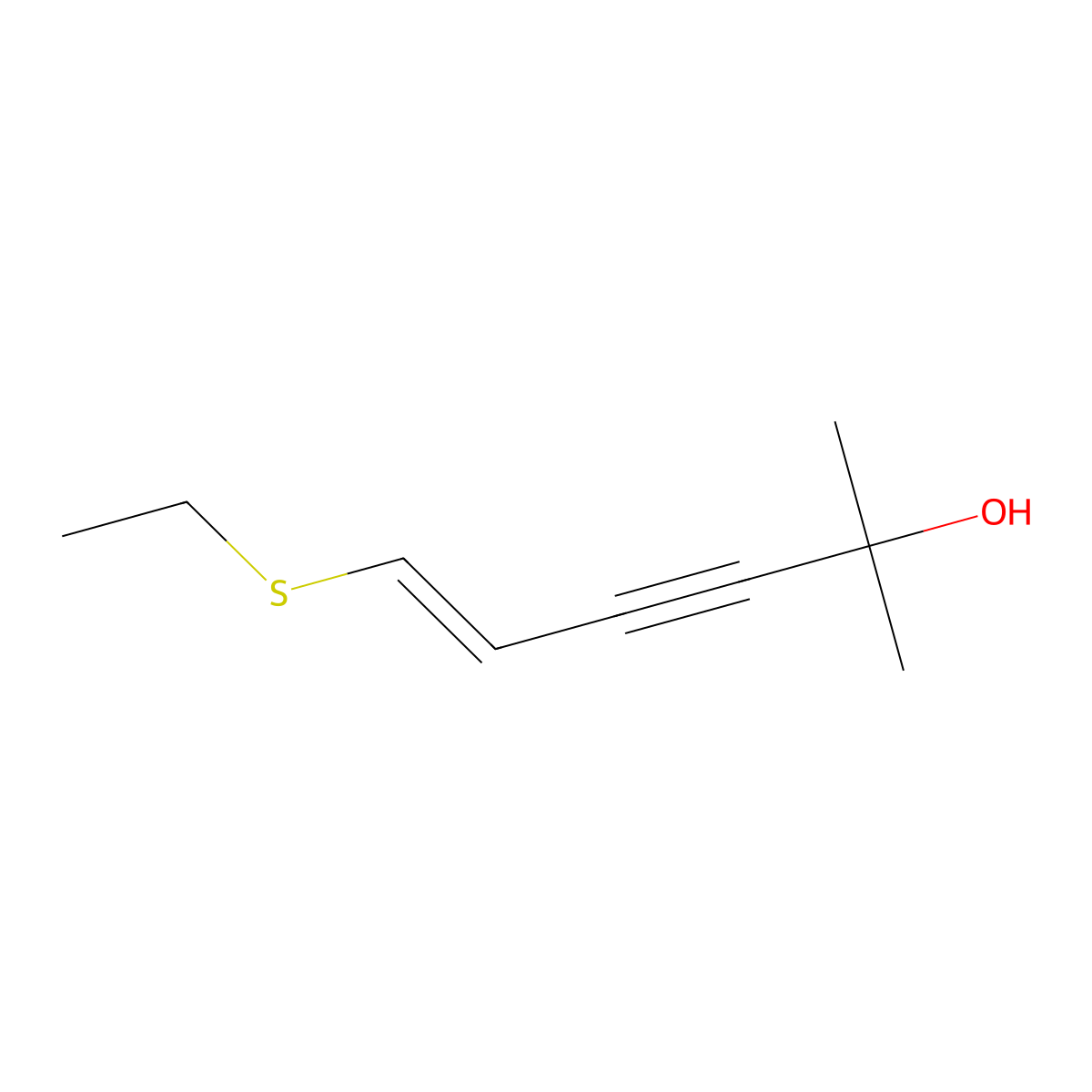 5-Hexen-3-yn-2-ol, 6-(ethylthio)-2-methyl- molecular structure, CAS 1735-16-6
