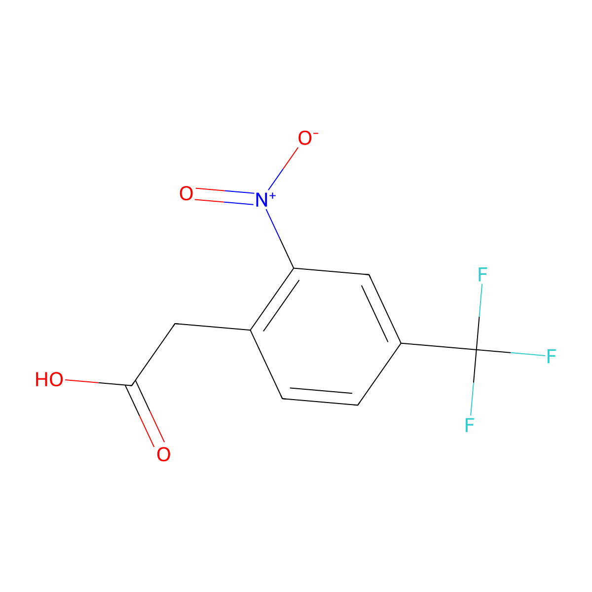 (2-Nitro-4-trifluorobenzyl)acetic acid molecular structure, CAS 1735-91-7