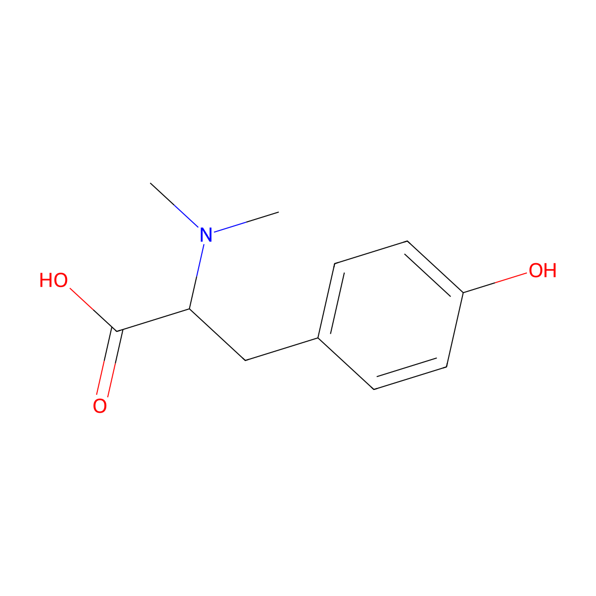 (2S)-2-(dimethylamino)-3-(4-hydroxyphenyl)propanoic acid molecular structure, CAS 17350-74-2