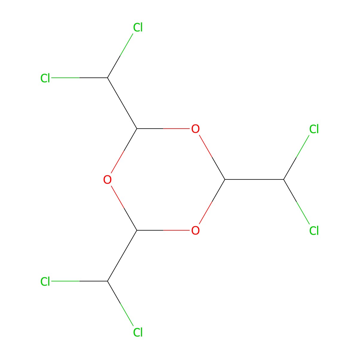 2,4,6-Tris(dichloromethyl)-1,3,5-trioxane molecular structure, CAS 17352-16-8