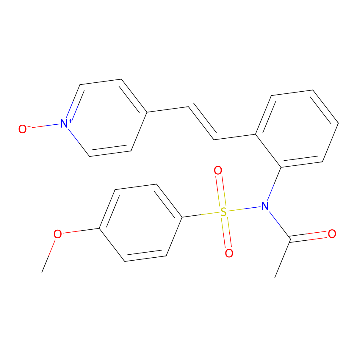 N-((4-Methoxyphenyl)sulfonyl)-N-(2-((1E)-2-(1-oxido-4-pyridinyl)ethenyl)phenyl)acetamide molecular structure, CAS 173529-46-9