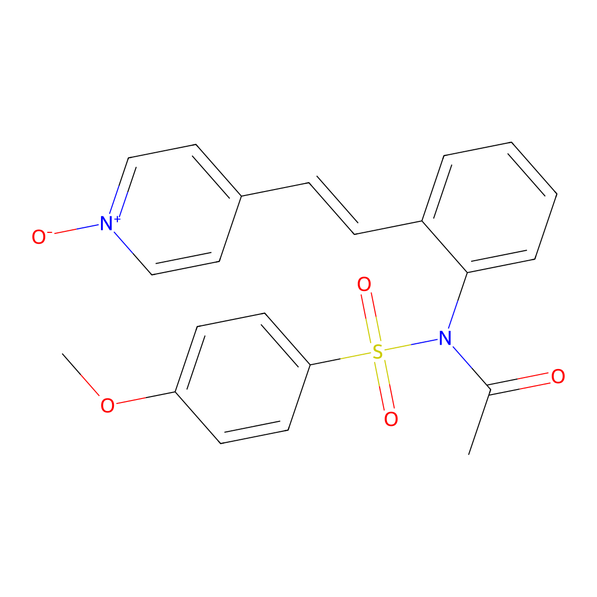 N-((4-Methoxyphenyl)sulfonyl)-N-(2-((1E)-2-(1-oxido-4-pyridinyl)ethenyl)phenyl)acetamide molecular structure, CAS 173529-46-9