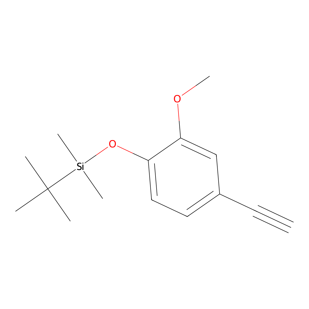 Tert-butyl(4-ethynyl-2-methoxyphenoxy)dimethylsilane molecular structure, CAS 173531-47-0