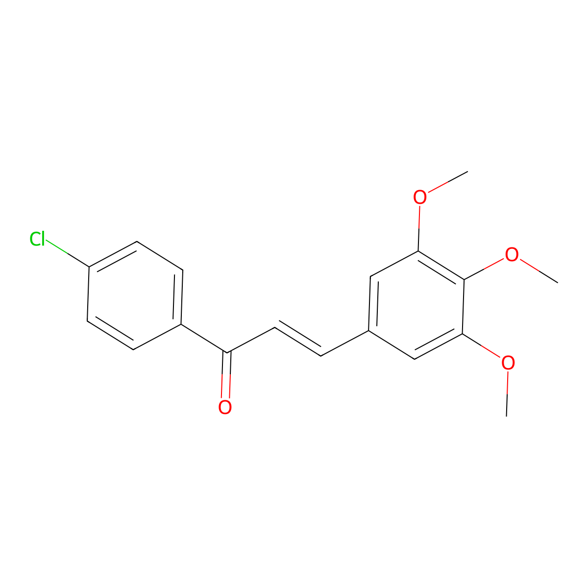 (2E)-1-(4-chlorophenyl)-3-(3,4,5-trimethoxyphenyl)prop-2-en-1-one molecular structure, CAS 173543-24-3