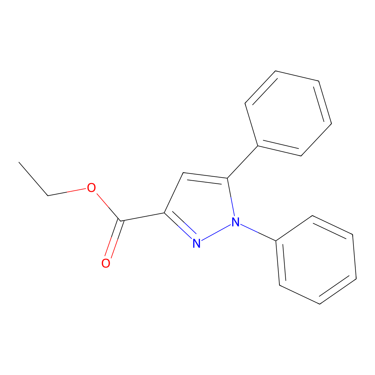 Ethyl 1,5-diphenyl-1H-pyrazole-3-carboxylate molecular structure, CAS 17355-75-8
