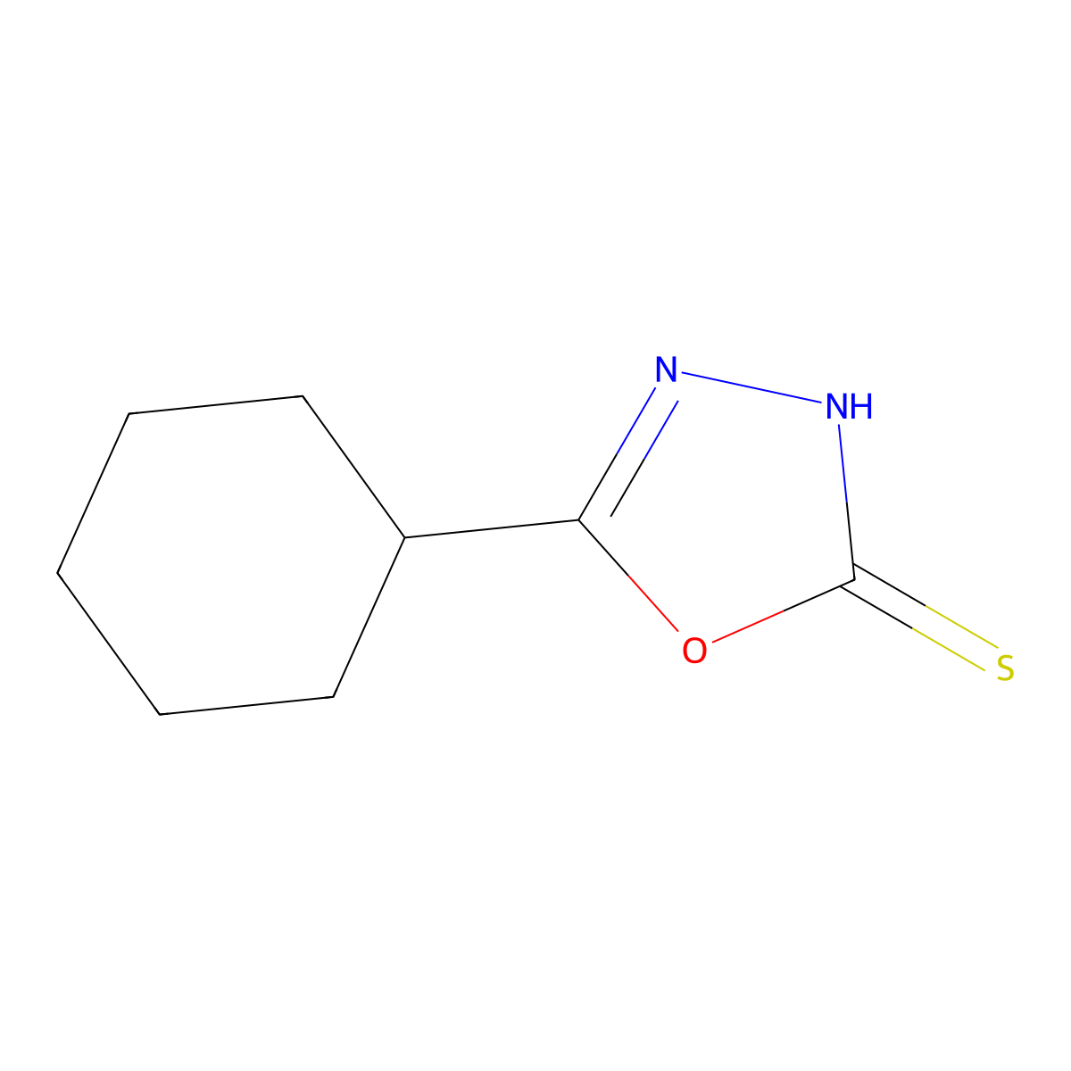 5-Cyclohexyl-1,3,4-oxadiazole-2-thiol molecular structure, CAS 173589-87-2