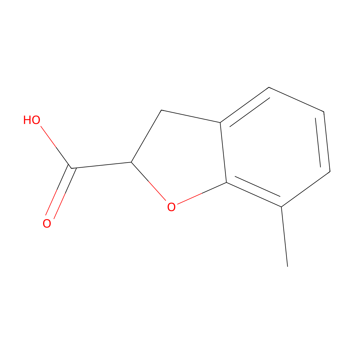 7-Methyl-2,3-dihydrobenzofuran-2-carboxylic acid molecular structure, CAS 17359-46-5
