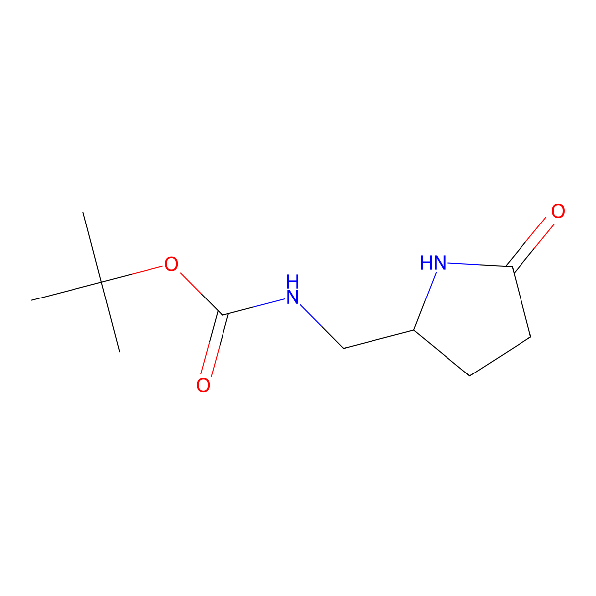 tert-butyl N-{[(2R)-5-oxopyrrolidin-2-yl]methyl}carbamate molecular structure, CAS 173598-46-4