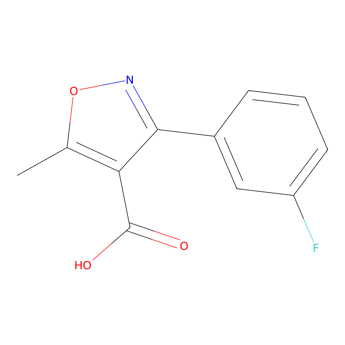 3-(3-Fluorophenyl)-5-methylisoxazole-4-carboxylic acid molecular structure, CAS 1736-18-1