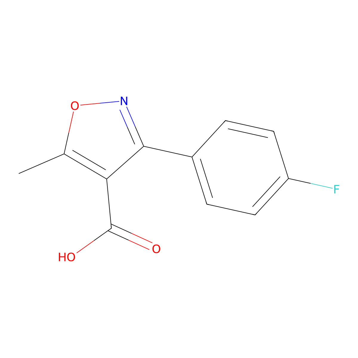 3-(4-Fluorophenyl)-5-methylisoxazole-4-carboxylic acid molecular structure, CAS 1736-21-6