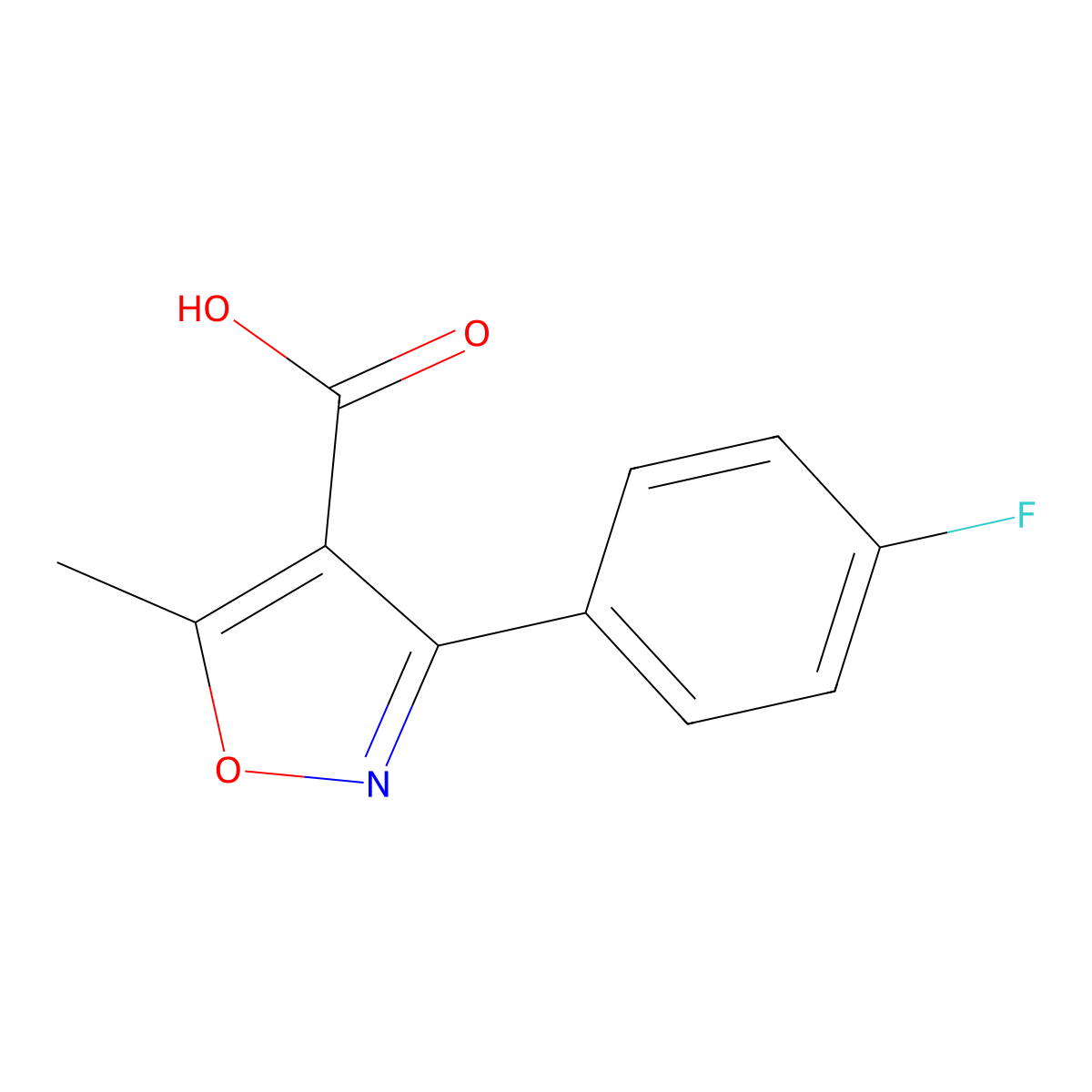 3-(4-Fluorophenyl)-5-methylisoxazole-4-carboxylic acid molecular structure, CAS 1736-21-6