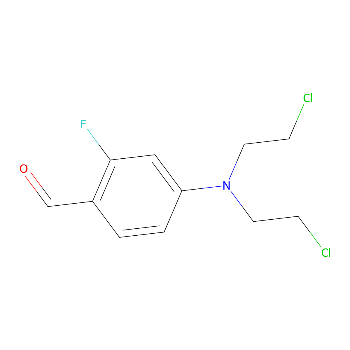 Benzaldehyde, 4-[bis(2-chloroethyl)amino]-2-fluoro- molecular structure, CAS 1736-39-6