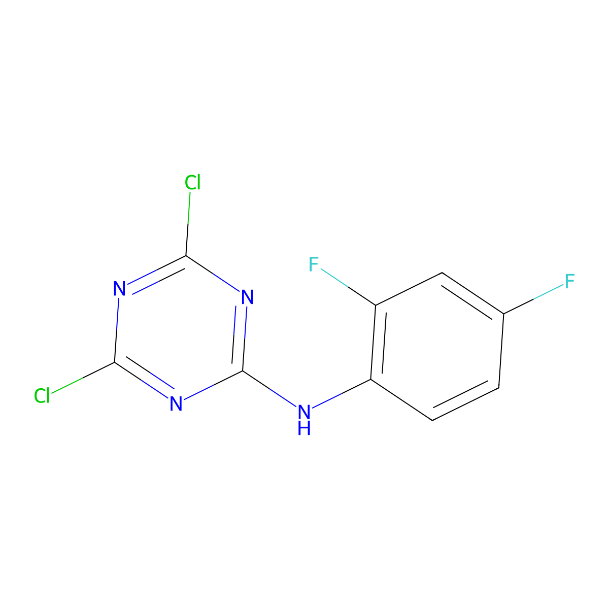 4,6-dichloro-N-(2,4-difluorophenyl)-1,3,5-triazin-2-amine molecular structure, CAS 1736-51-2