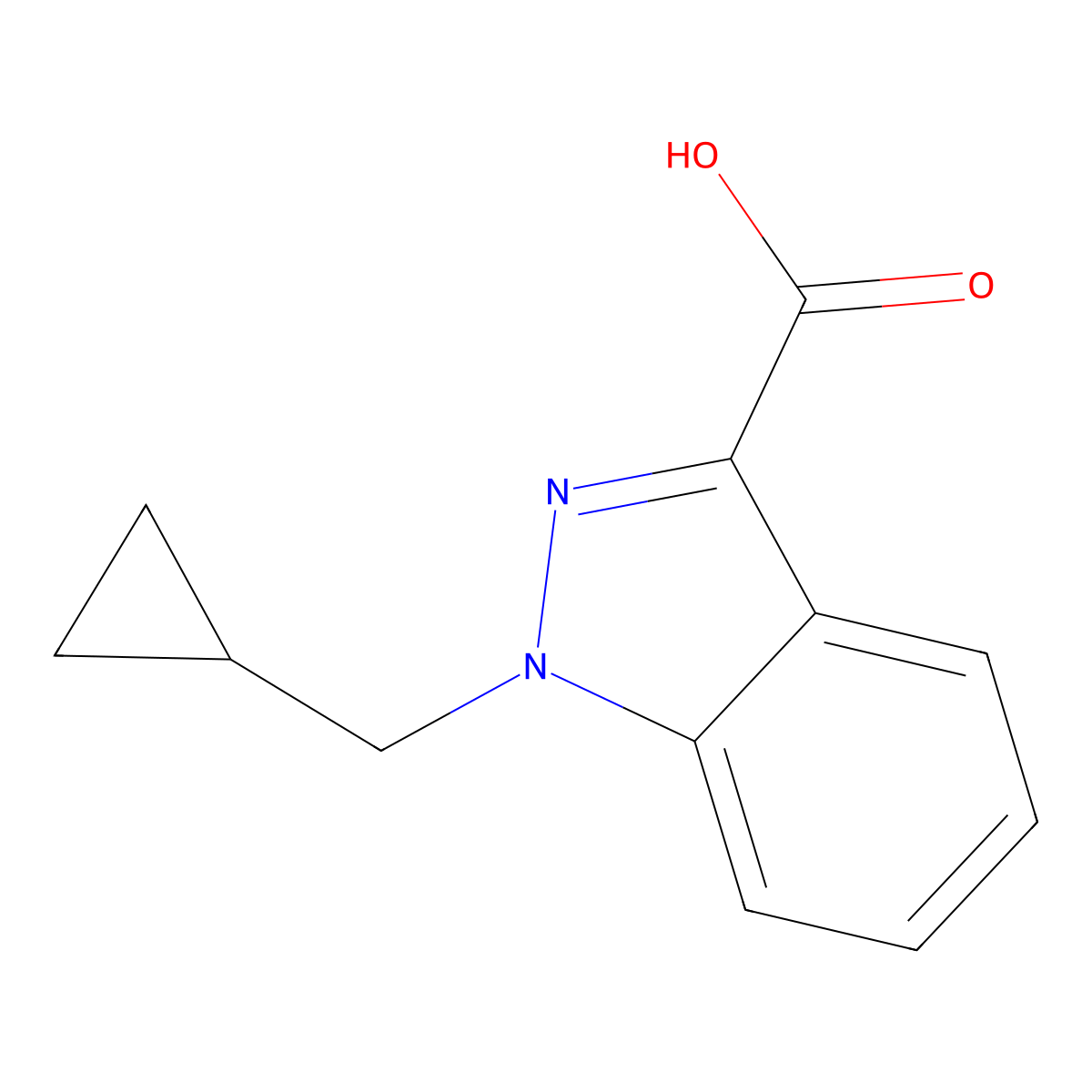 1-(Cyclopropylmethyl)-1H-indazole-3-carboxylic acid molecular structure, CAS 173600-10-7