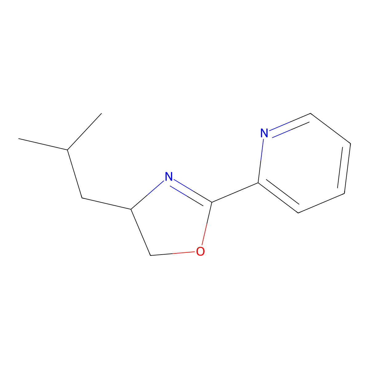 4-Isobutyl-2-(pyridin-2-yl)-4,5-dihydrooxazole molecular structure, CAS 173601-41-7