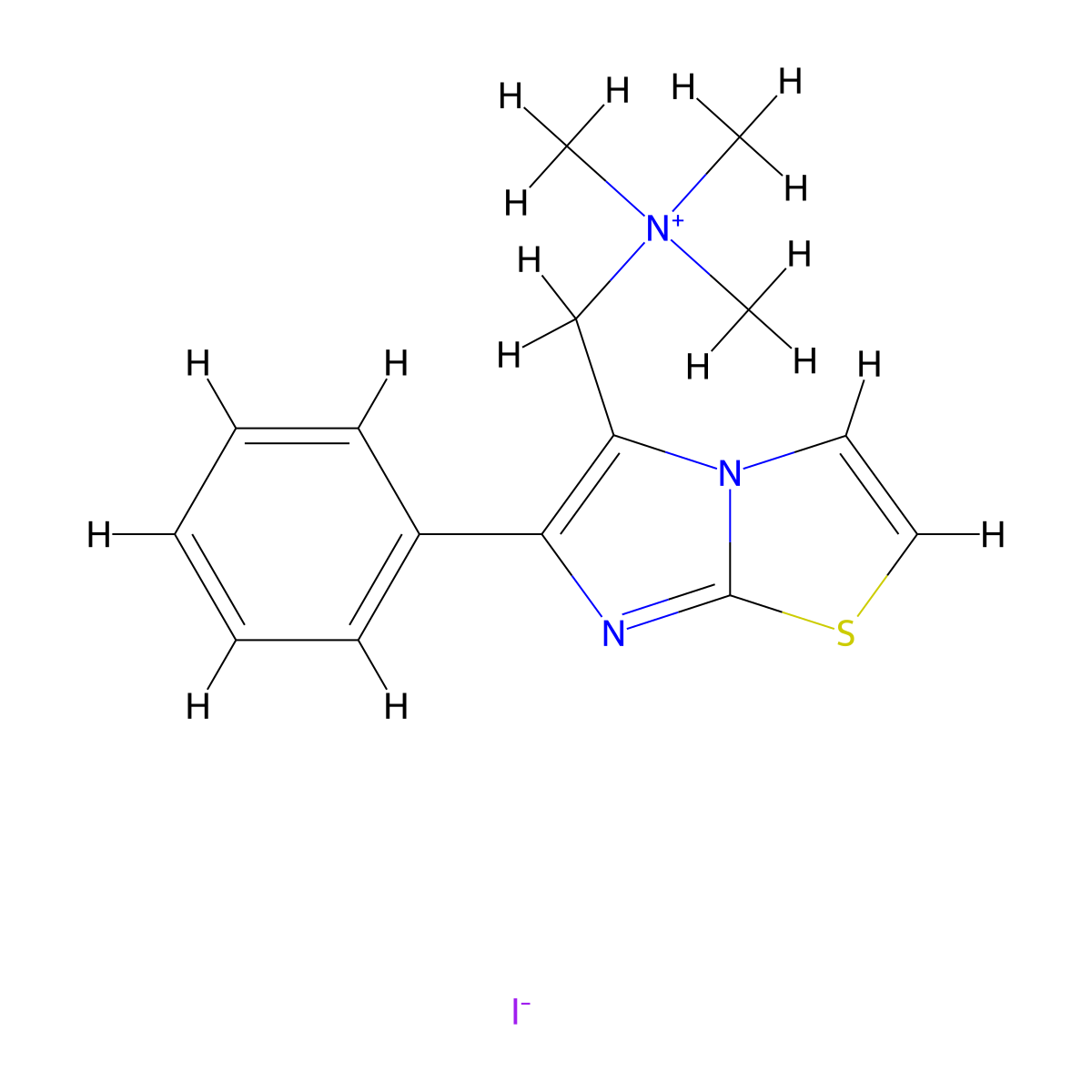 n,n,n-Trimethyl-1-(6-phenylimidazo[2,1-b]thiazol-5-yl)methanaminium iodide molecular structure, CAS 173605-81-7