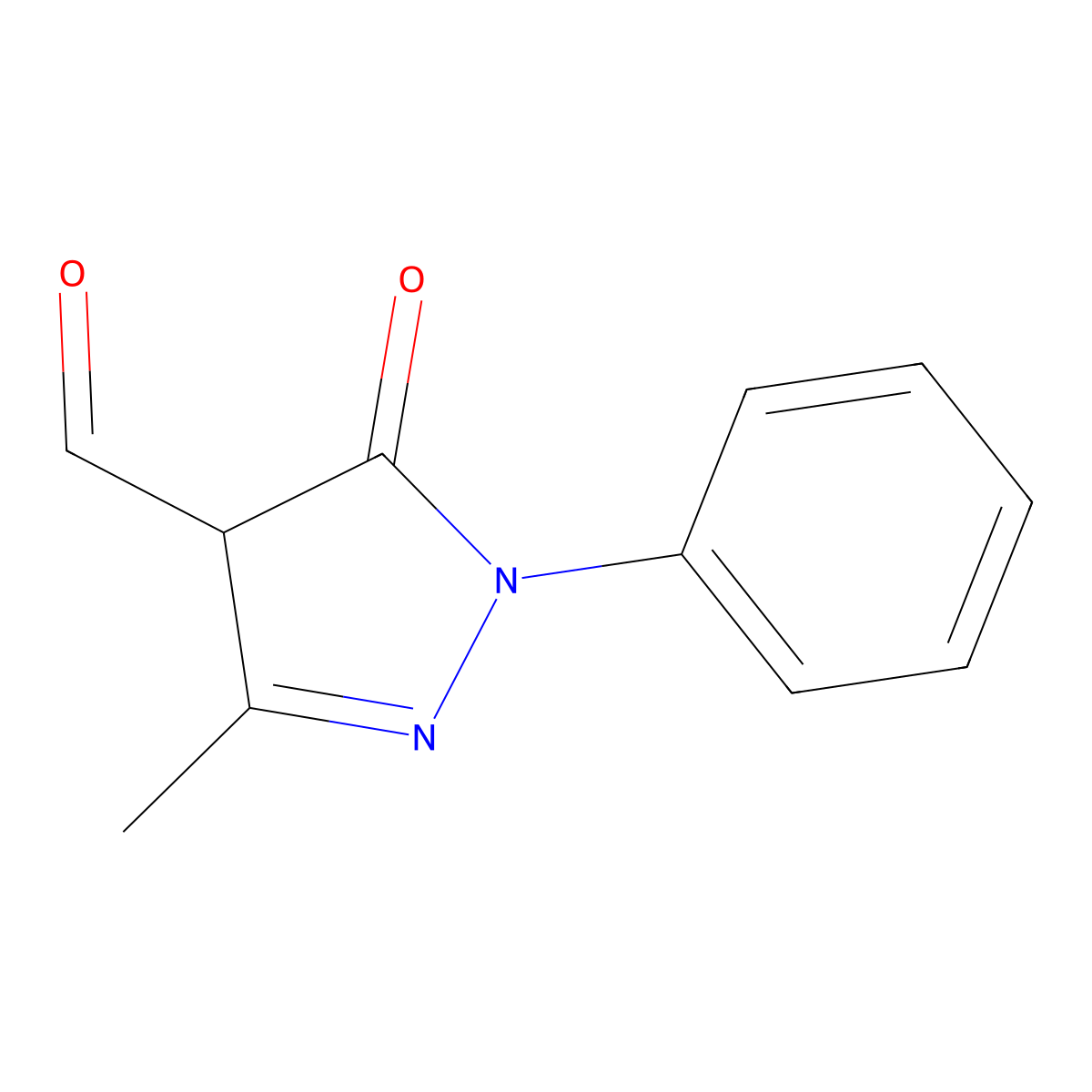 1-Phenyl-3-methyl-4-formyl-5-pyrazolone molecular structure, CAS 17364-41-9