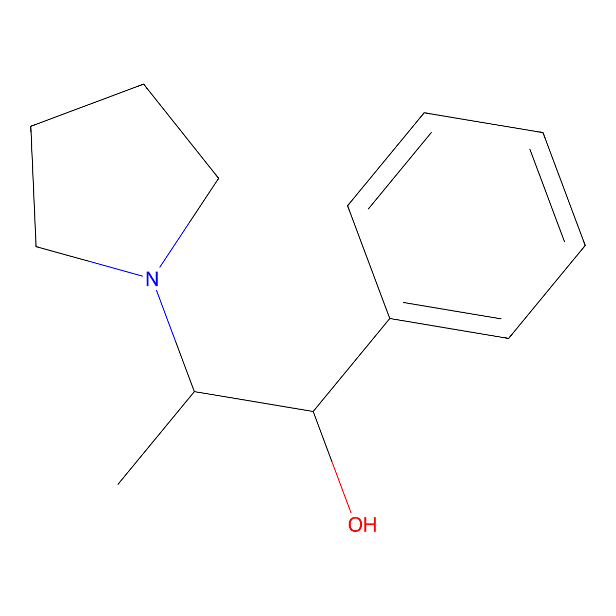 1-Phenyl-2-(pyrrolidin-1-yl)propan-1-ol molecular structure, CAS 173676-57-8