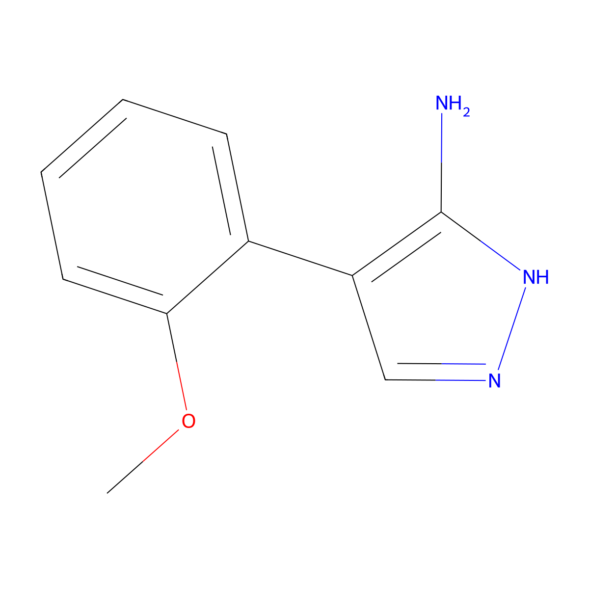 4-(2-methoxyphenyl)-1H-pyrazol-5-amine molecular structure, CAS 173678-15-4