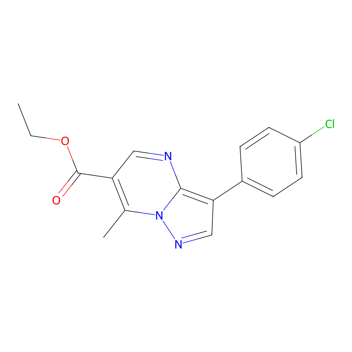 Ethyl 3-(4-chlorophenyl)-7-methylpyrazolo[1,5-a]pyrimidine-6-carboxylate molecular structure, CAS 173678-19-8