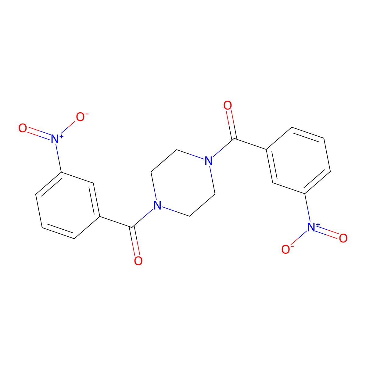 1,4-Bis(3-nitrobenzoyl)piperazine molecular structure, CAS 17368-58-0
