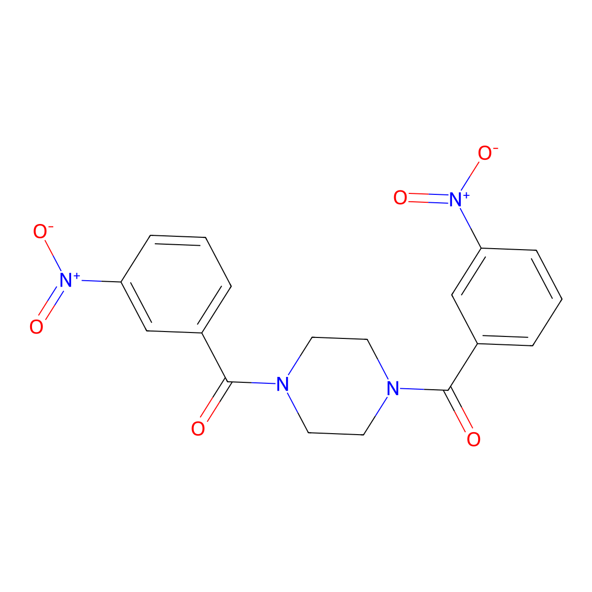 1,4-Bis(3-nitrobenzoyl)piperazine molecular structure, CAS 17368-58-0