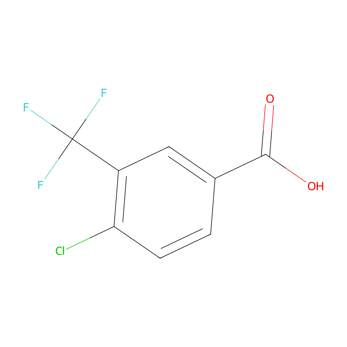 4-Chloro-3-(trifluoromethyl)benzoic acid molecular structure, CAS 1737-36-6