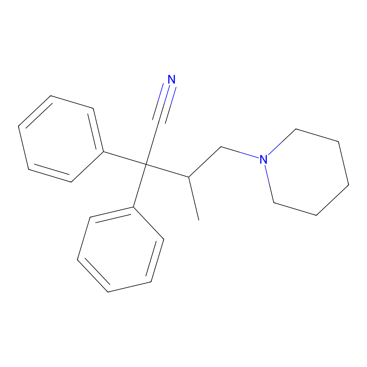 beta-Methyl-alpha,alpha-diphenylpiperidine-1-butyronitrile molecular structure, CAS 17371-45-8