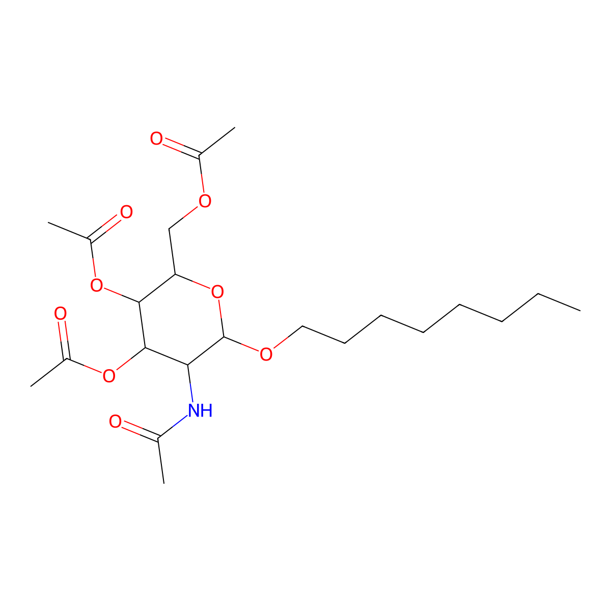 [(2R,3S,4R,5R,6R)-3,4-Bis(acetyloxy)-5-acetamido-6-(octyloxy)oxan-2-YL]methyl acetate molecular structure, CAS 173725-22-9