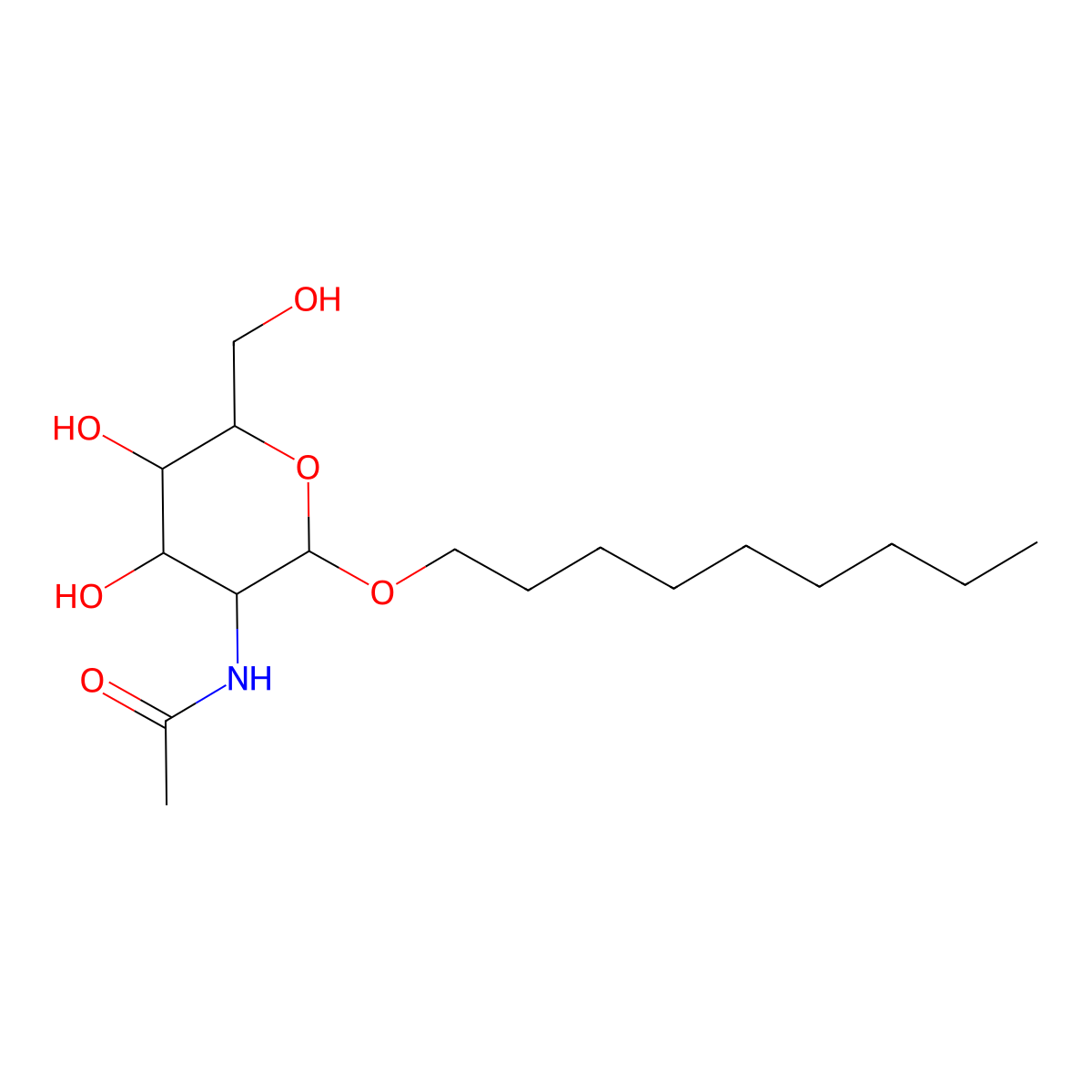 Nonyl 2-acetamido-2-deoxy-beta-D-glucopyranoside molecular structure, CAS 173725-28-5