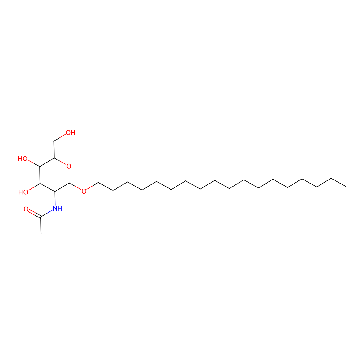 Octadecyl-2-acetamido-2-deoxy-beta-D-glucopyranoside molecular structure, CAS 173725-29-6
