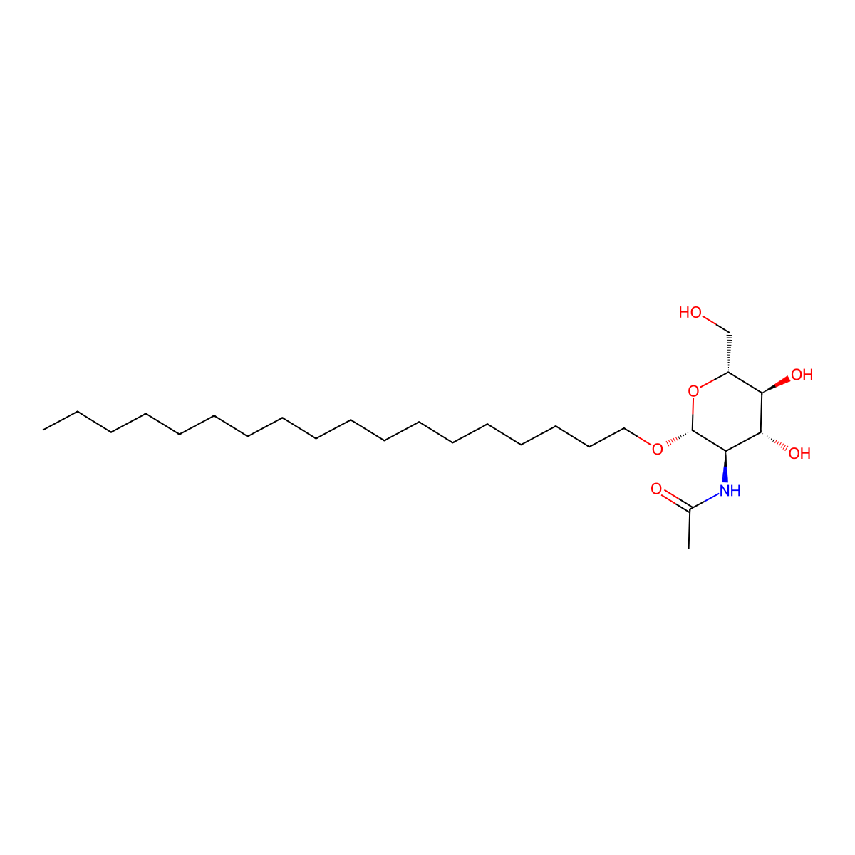 Octadecyl-2-acetamido-2-deoxy-beta-D-glucopyranoside molecular structure, CAS 173725-29-6