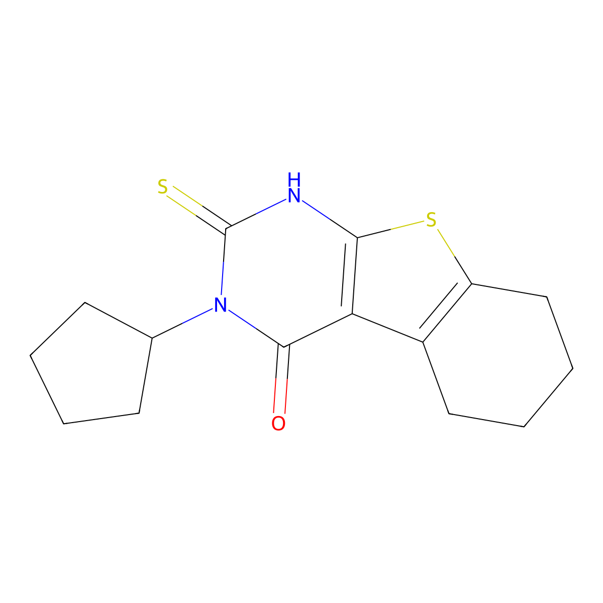 3-cyclopentyl-2-sulfanylidene-5,6,7,8-tetrahydro-1H-[1]benzothiolo[2,3-d]pyrimidin-4-one molecular structure, CAS 173727-47-4